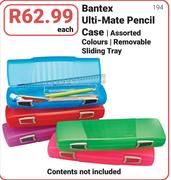Bantex Uti-Mate  Pencil Case In Assorted Colours With Removable Sliding Tray-Each