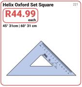 Helix Oxford Set Square 45°-31cm/60° 31cm-Each