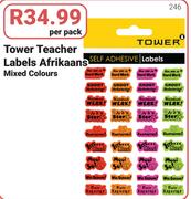 Tower Teacher Labels Afrikaans (Mixed Colours)-Per Pack