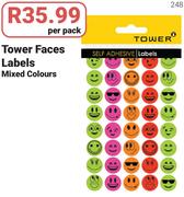 Tower Faces Labels (Mixed Colours)-Per Pack