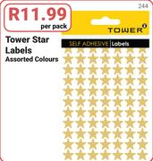 Tower Star Labels (Assorted Colours)-Per Pack
