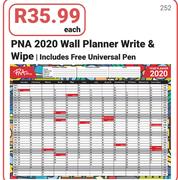PNA 2020 Wall Planner Write & Wipe-Each