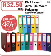 PNA Lever Arch File 75mm Polyprop Assorted Colours-Each