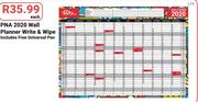 PNA 2020 Wall Planner Write & Wipe Including Free Universal Pen-Each