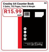 Croxley A4 Counter Book 2 Quire, 192 Pages, Feint & Margin-Each