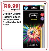 Croxley Create Colour Pencils 14 Colours/ Wood Free/ Includes Gold + Silver-Per Pack