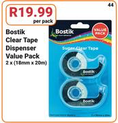 Bostik Clear Tape Dispenser Value Pack 2x(18mm x 20mm)-Per Pack