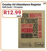 Croxley A4 Attendance Register Soft Cover 14 Leaves-Each