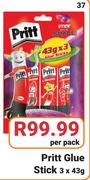 Pritt Glue Stick-3x43g Per Pack