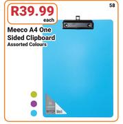 Meeco A4 One Sided Clipboard Assorted Colours-Each
