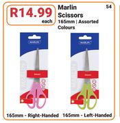 Marlin Scissors 165mm Right Handed & Left Handed Assorted Colours-Each