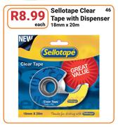 Sellotape Clear Tape With Dispenser 18mm x 20m-Each