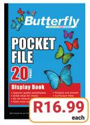 Butterfly A4 Pocket File 20 Pockets-Each