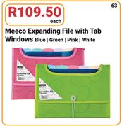 Meeco Expanding File With Tab Window Blue/Green/Pink/White-Each