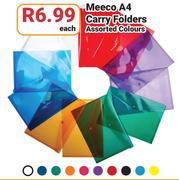 Meeco A4 Carry Folders Assorted Colours-Each