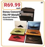 Donau Concertina File PP Metallic Assorted Colours 13 Divisions-Each