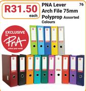 PNA Lever Arch File 75mm Colours-Each
