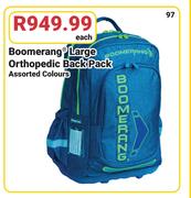 Boomerang Large Orthopedic Back Pack Assorted Colours-Each