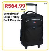 School Mate Large Trolley Back Pack Black-Each