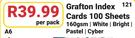 Grafton Index Cards 100 A6 Sheets-Per Pack