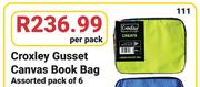 Croxley Gusset Canvas Book Bag Pack Of 6-Per Pack