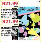 Butterfly Pastel A4 Paper Pad-Each 
