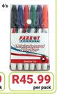 Parrot Whiteboard Slimline Markers 6's-Per Pack