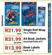 Spiderman A4 Book Jackets 5's-Per Pack