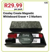 Croxley Create Magnetic Whiteboard Eraser Plus 2 Markers-Per Pack