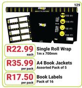A4 Book Jackets 5's-Per Pack