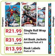 Avengers Book Labels 16's-Per Pack