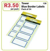 Tower Blue Border Labels 24's-Per Pack