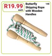 Butterfly Skipping Rope With Wooden Handles-Each