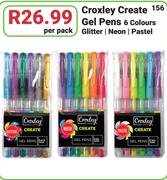 Croxley Gel Pens 6 Colours Pack In Glitter/Neon-Per Pack
