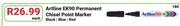 Artline EK90 Permanent Chisel Point marker In Black, Blue or Red-Each