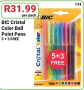 BIC Cristal Color Ball Point Pens-5+3 Free Per pack