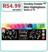 Croxley Create Mini Highlighters Wallet Of 10-Per Pack