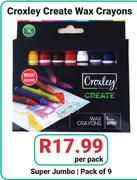 Croxley Create Wax Crayons Super Jumbo Pack Of 9-Per Pack
