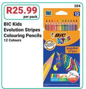 Bic Kids Evolution Stripes Colouring Pencils 12 Colours-Per pack