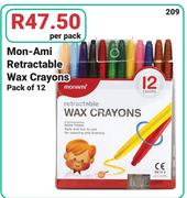 Mom-Ami Retractable Wax Crayons Pack Of 12-Per Pack
