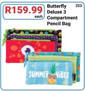 Butterfly Deluxe 3 Compartment Pencil Bag-Each
