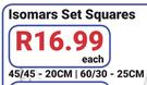 Isomars Set Squares 45/45-20cm/60/30-25cm-Each
