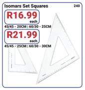 Isomars Set Squares 45/45-20cm/60/30-25cm-Each