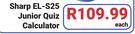 Sharp EL-S25 Junior Quiz Calculator-Each
