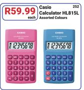 Casio Calculator HL815L In Assorted Colours-Each