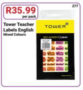 Tower Teacher Labels English Mixed Colours-Per Pack