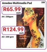 Amedeo Multimedia Pad A4 200gsm-Each