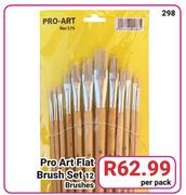 Pro Art Flat Brush Set 12 Brushes-Per Pack