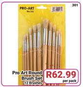 Pro Art Round Brush Set 12 Brushes-Per Pack