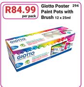 Giotto Poster Paint Pots With-12 x 25ml Per Pack